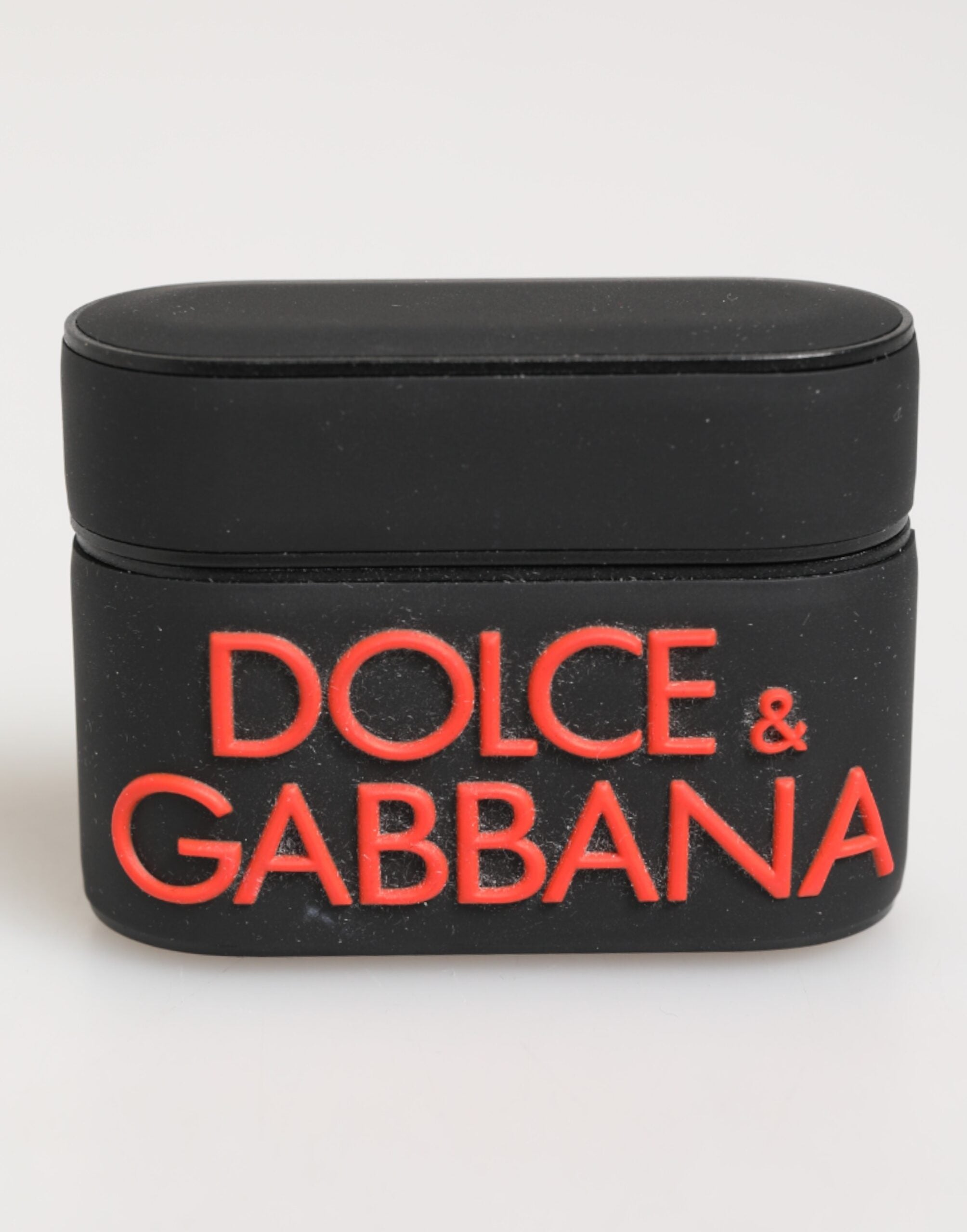 Dolce & Gabbana Dolce & Gabbana Black Orange Rubber Logo Embossed Accessory Airpods  Case