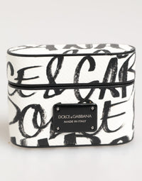 Dolce & Gabbana Dolce & Gabbana Black White Leather Monogram Print Logo Holder Airpods  Case