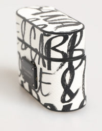 Dolce & Gabbana Dolce & Gabbana Black White Leather Monogram Print Logo Holder Airpods  Case