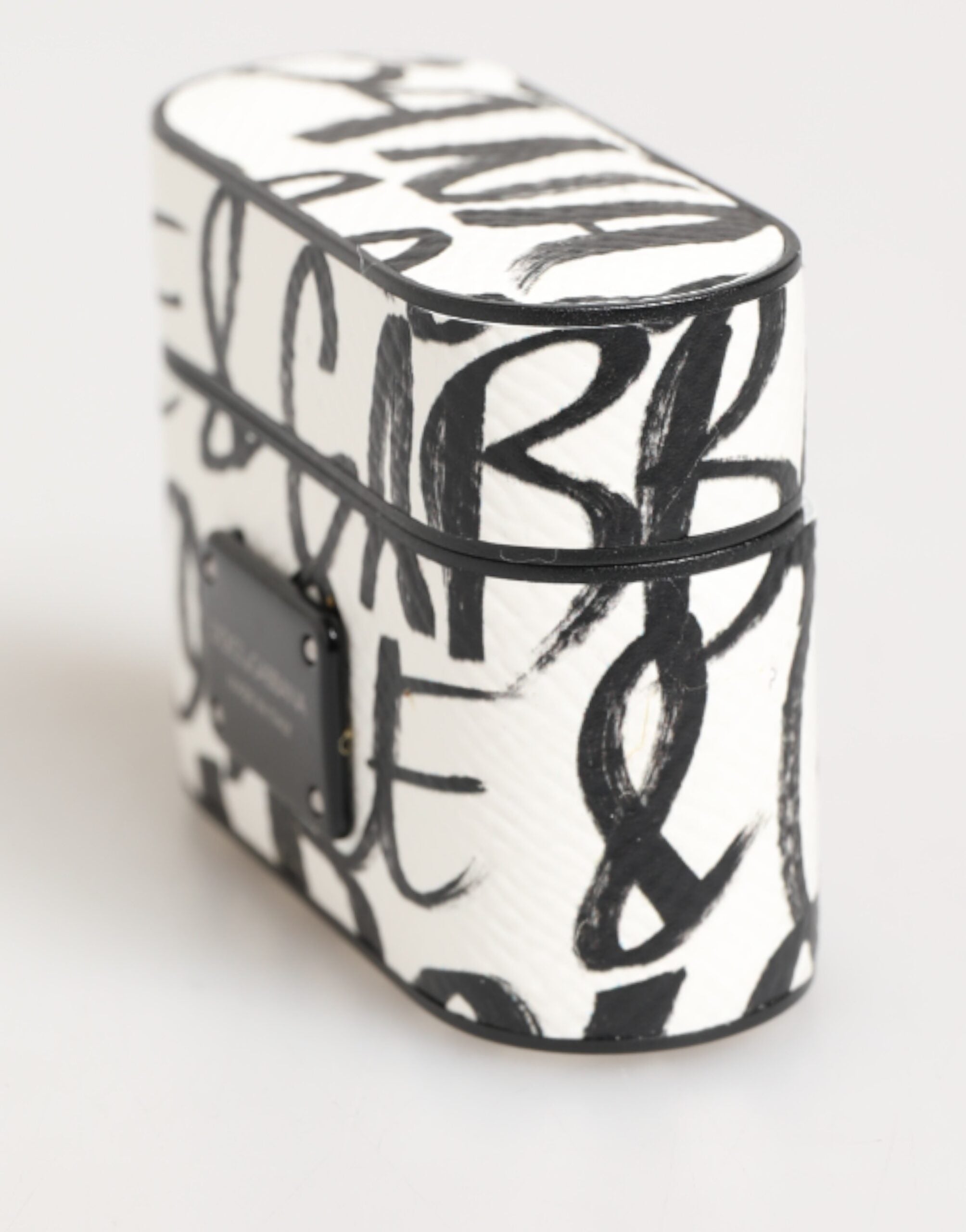 Dolce & Gabbana Dolce & Gabbana Black White Leather Monogram Print Logo Holder Airpods  Case