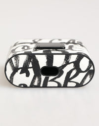 Dolce & Gabbana Dolce & Gabbana Black White Leather Monogram Print Logo Holder Airpods  Case