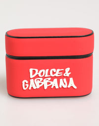 Dolce & Gabbana Dolce & Gabbana Red PVC DG Logo Embossed Men Flip Holder  Airpods  Case