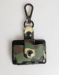 Dolce & Gabbana Multicolor Camouflage Leather Metal Accessory Airpods Men's Case