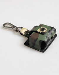 Dolce & Gabbana Multicolor Camouflage Leather Metal Accessory Airpods Men's Case