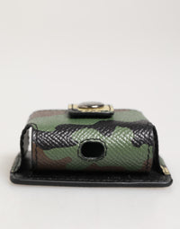 Dolce & Gabbana Multicolor Camouflage Leather Metal Accessory Airpods Men's Case