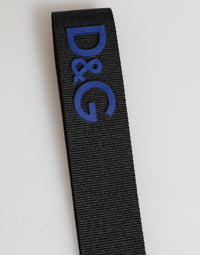 Dolce & Gabbana Dolce & Gabbana Black Blue DG Logo Polyester Brass Holder Keychain Men's Keyring