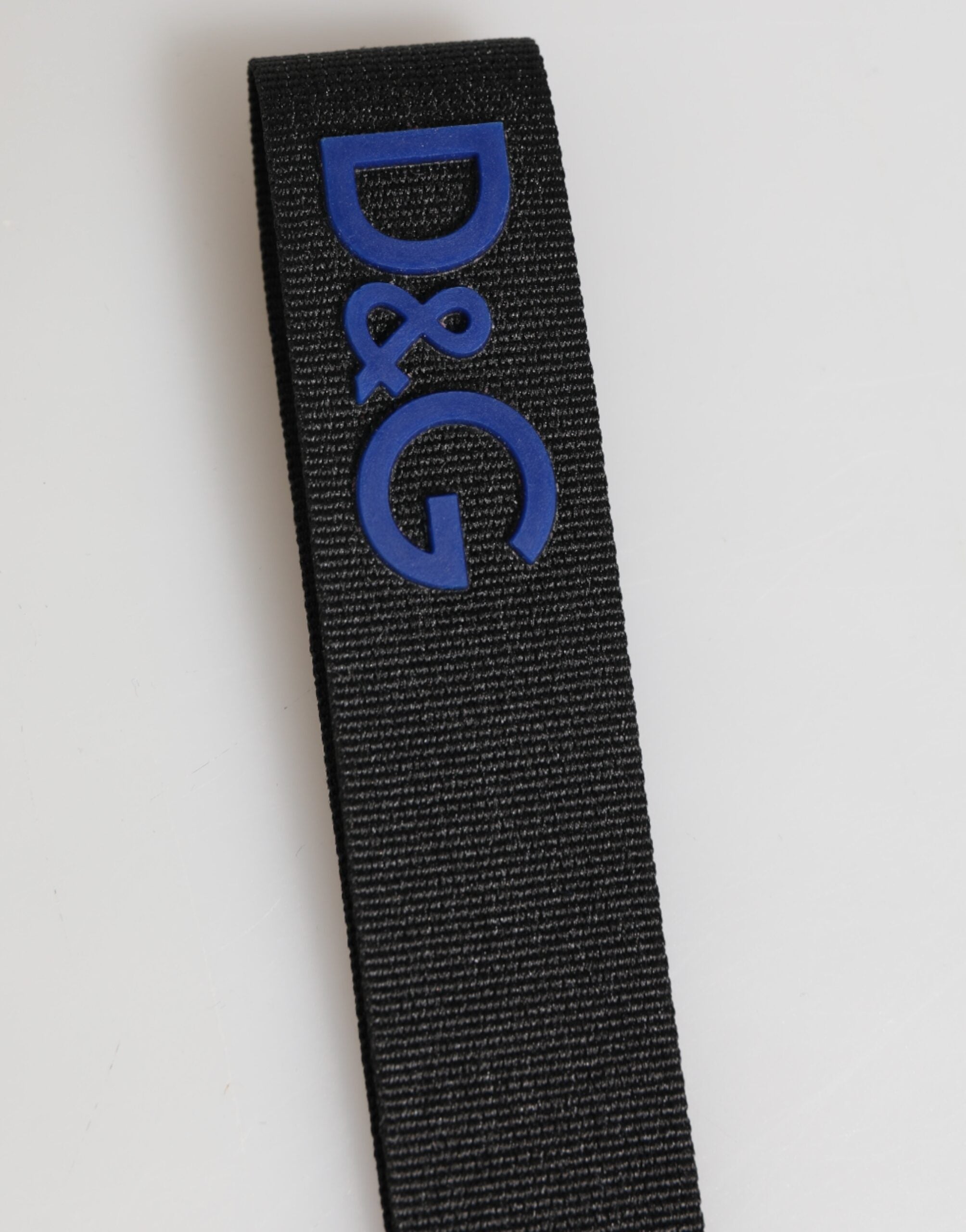 Dolce & Gabbana Dolce & Gabbana Black Blue DG Logo Polyester Brass Holder Keychain Men's Keyring