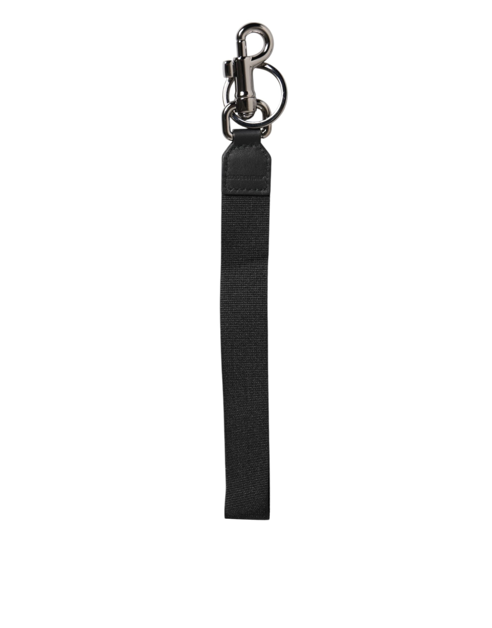 Dolce & Gabbana Dolce & Gabbana Black Blue DG Logo Polyester Brass Holder Keychain Men's Keyring