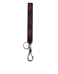 Dolce & Gabbana Dolce & Gabbana Black Burgundy Nylon DG Logo Crown Holder Keychain Men's Keyring
