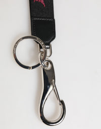 Dolce & Gabbana Dolce & Gabbana Black Burgundy Nylon DG Logo Crown Holder Keychain Men's Keyring