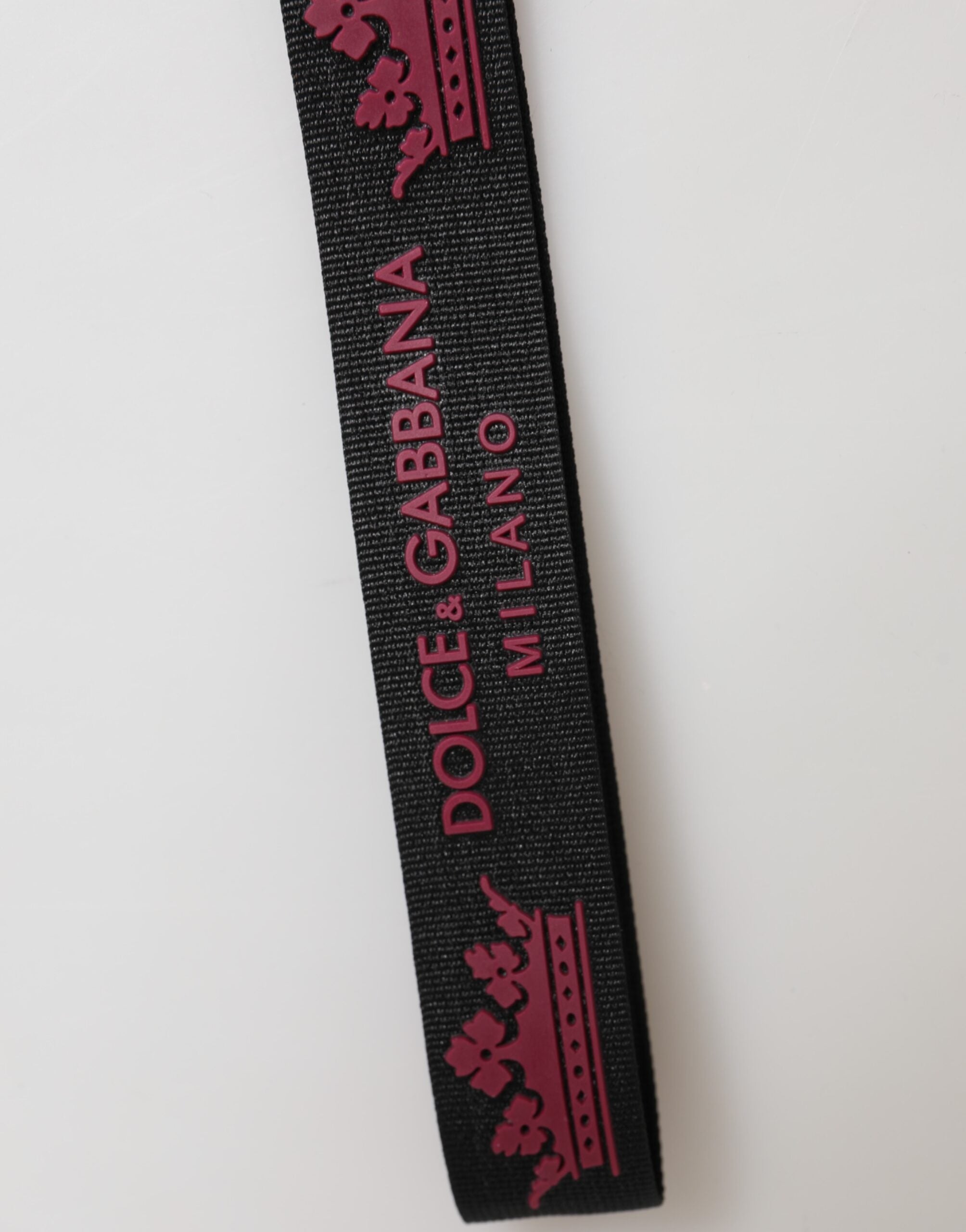 Dolce & Gabbana Dolce & Gabbana Black Burgundy Nylon DG Logo Crown Holder Keychain Men's Keyring