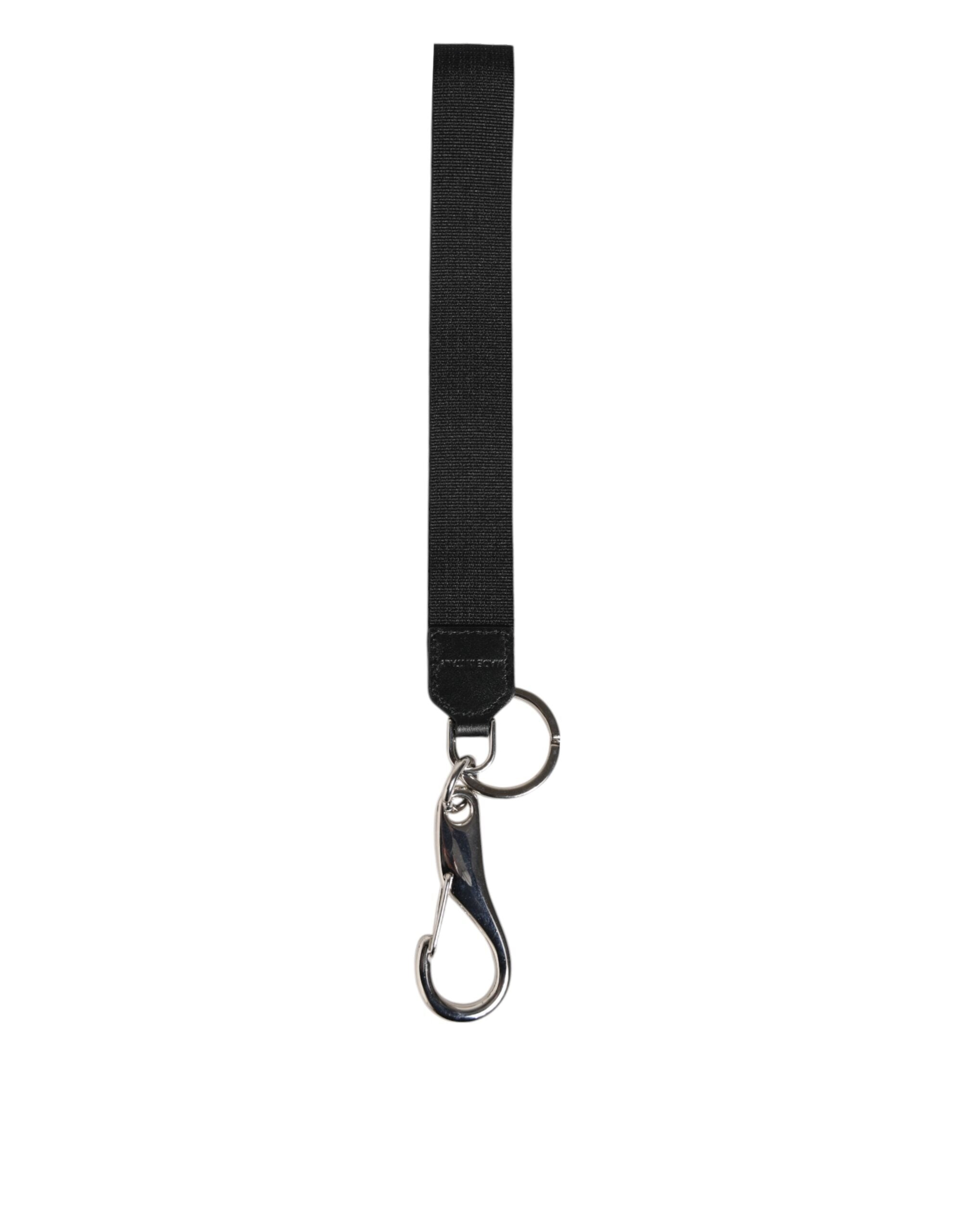 Dolce & Gabbana Dolce & Gabbana Black Burgundy Nylon DG Logo Crown Holder Keychain Men's Keyring
