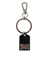 Dolce & Gabbana Dolce & Gabbana Black Sint Glass Plaque DG Logo Metal PlateKeychain Men's Keyring