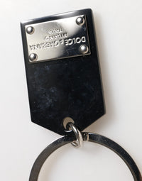 Dolce & Gabbana Dolce & Gabbana Black Sint Glass Plaque DG Logo Metal PlateKeychain Men's Keyring