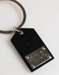 Dolce & Gabbana Dolce & Gabbana Black Sint Glass Plaque DG Logo Metal PlateKeychain Men's Keyring