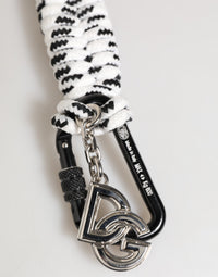 Dolce & Gabbana Dolce & Gabbana Black White Polyester Tape String DG Logo Keychain Men's Keyring