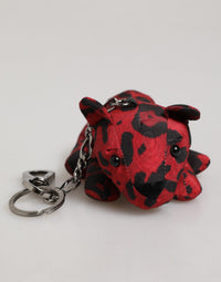 Dolce & Gabbana Dolce & Gabbana Red Black Polyester Animal Silhouette Bag Keychain Men's Keyring