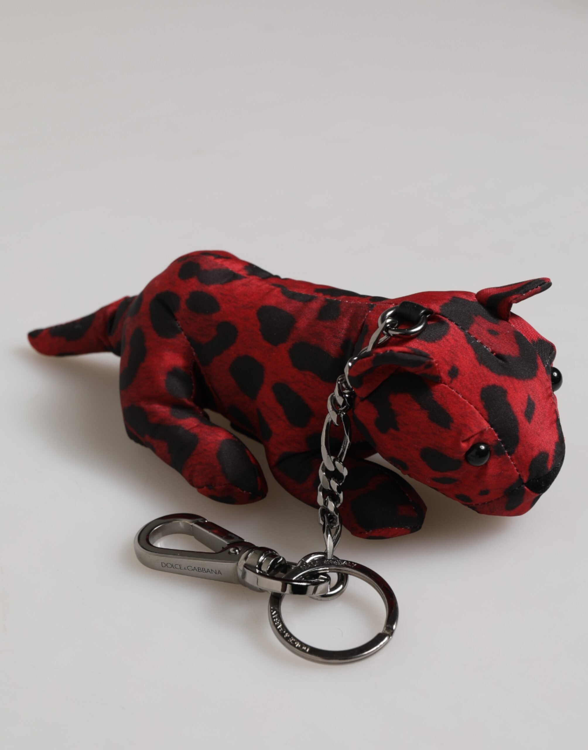 Dolce & Gabbana Dolce & Gabbana Red Black Polyester Animal Silhouette Bag Keychain Men's Keyring