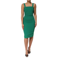Dolce & Gabbana Dark Green Sleeveless Rayon Bodycon Women's Dress