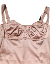 Dolce & Gabbana Blush Pink Silk Satin Bustier Midi Bodycon Women's Dress