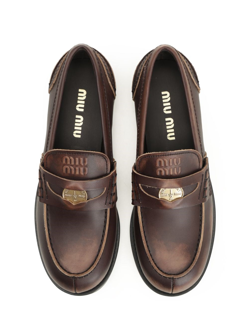 Miu Miu Women Vintage Effect Leather Moccasins