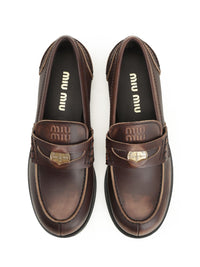 Miu Miu Women Vintage Effect Leather Moccasins