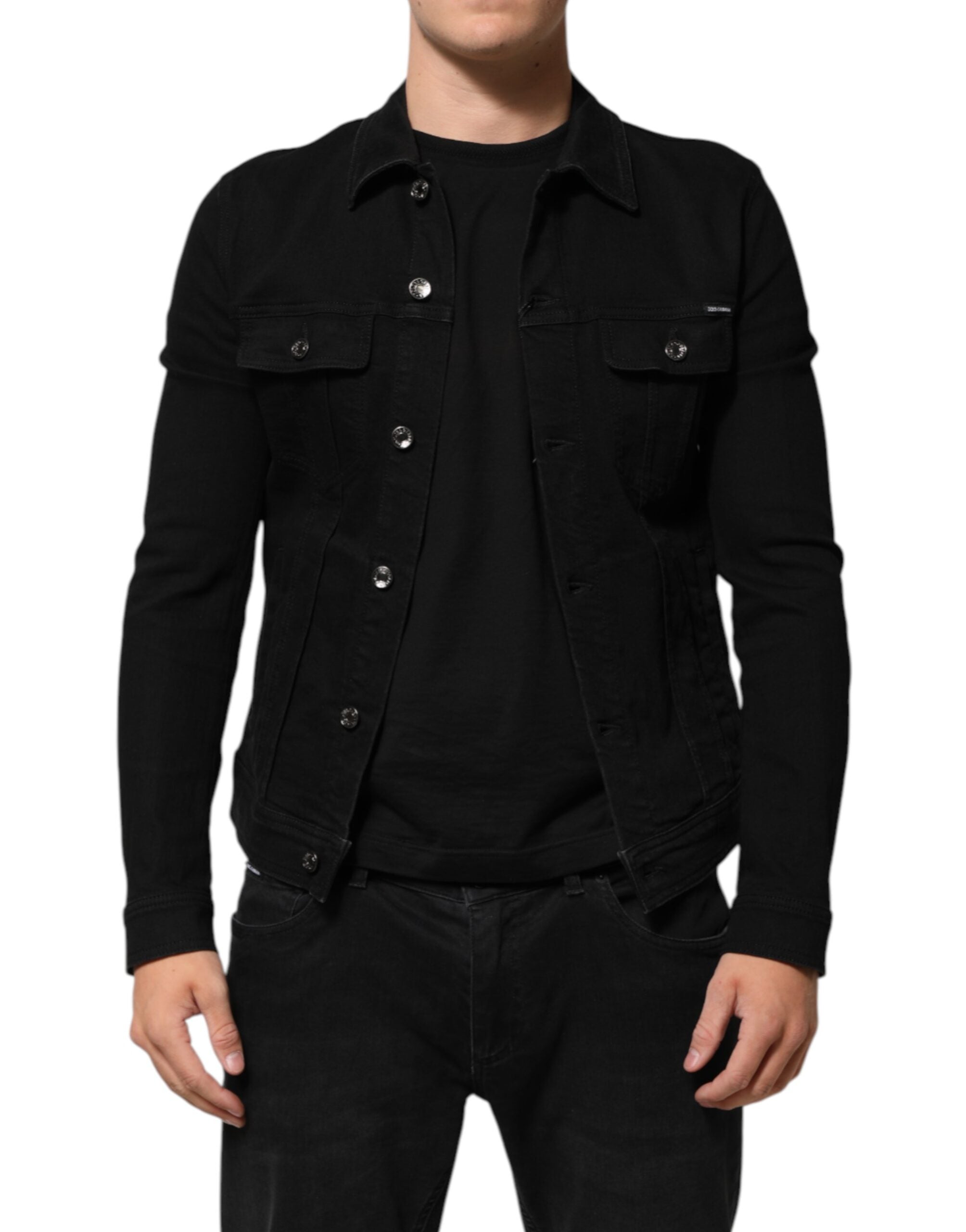 Dolce & Gabbana Dolce & Gabbana Black Cotton Denim Stretch Button Up Men's Jacket