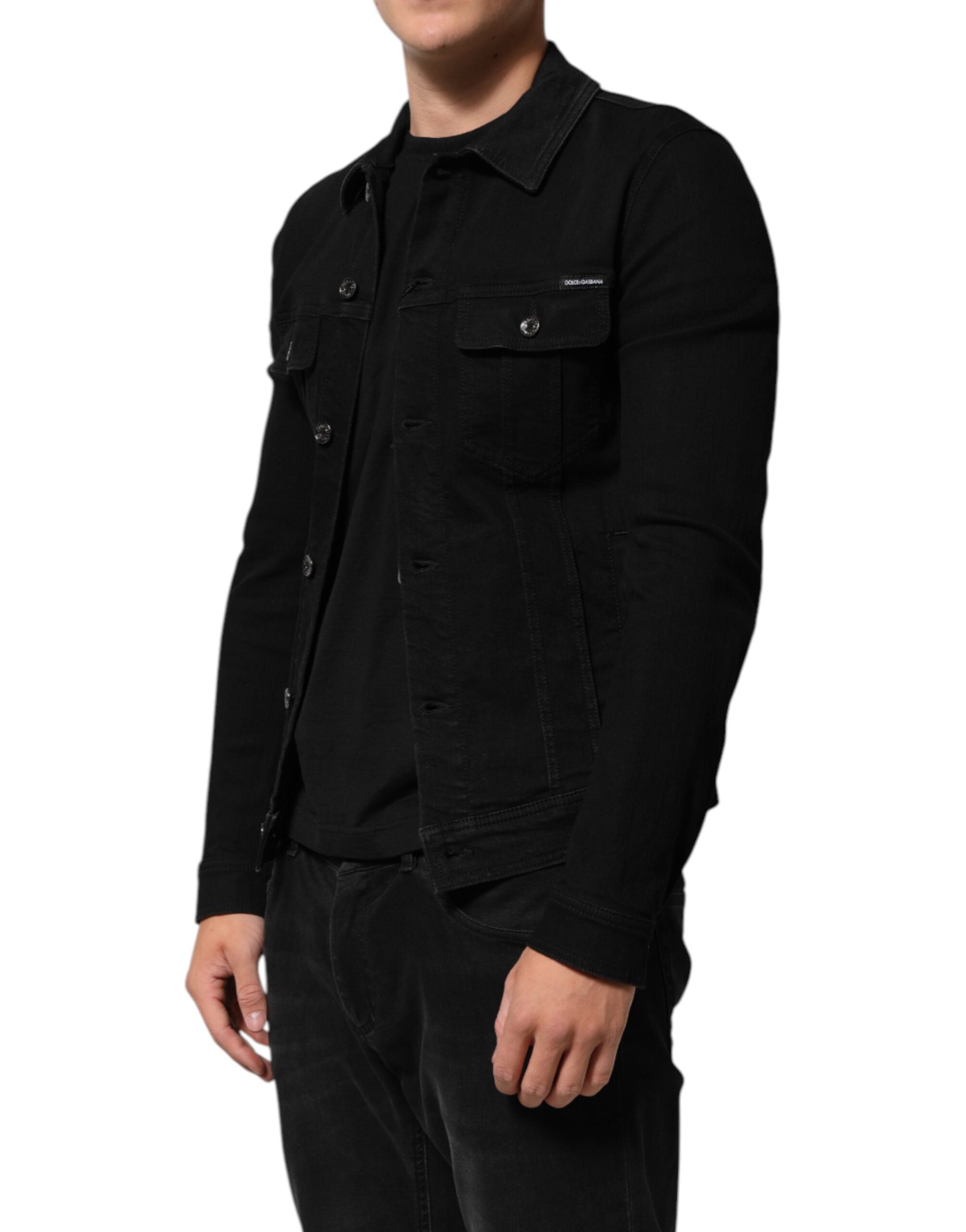 Dolce & Gabbana Dolce & Gabbana Black Cotton Denim Stretch Button Up Men's Jacket