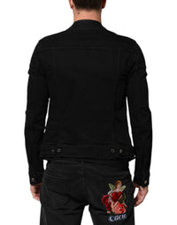 Dolce & Gabbana Dolce & Gabbana Black Cotton Denim Stretch Button Up Men's Jacket