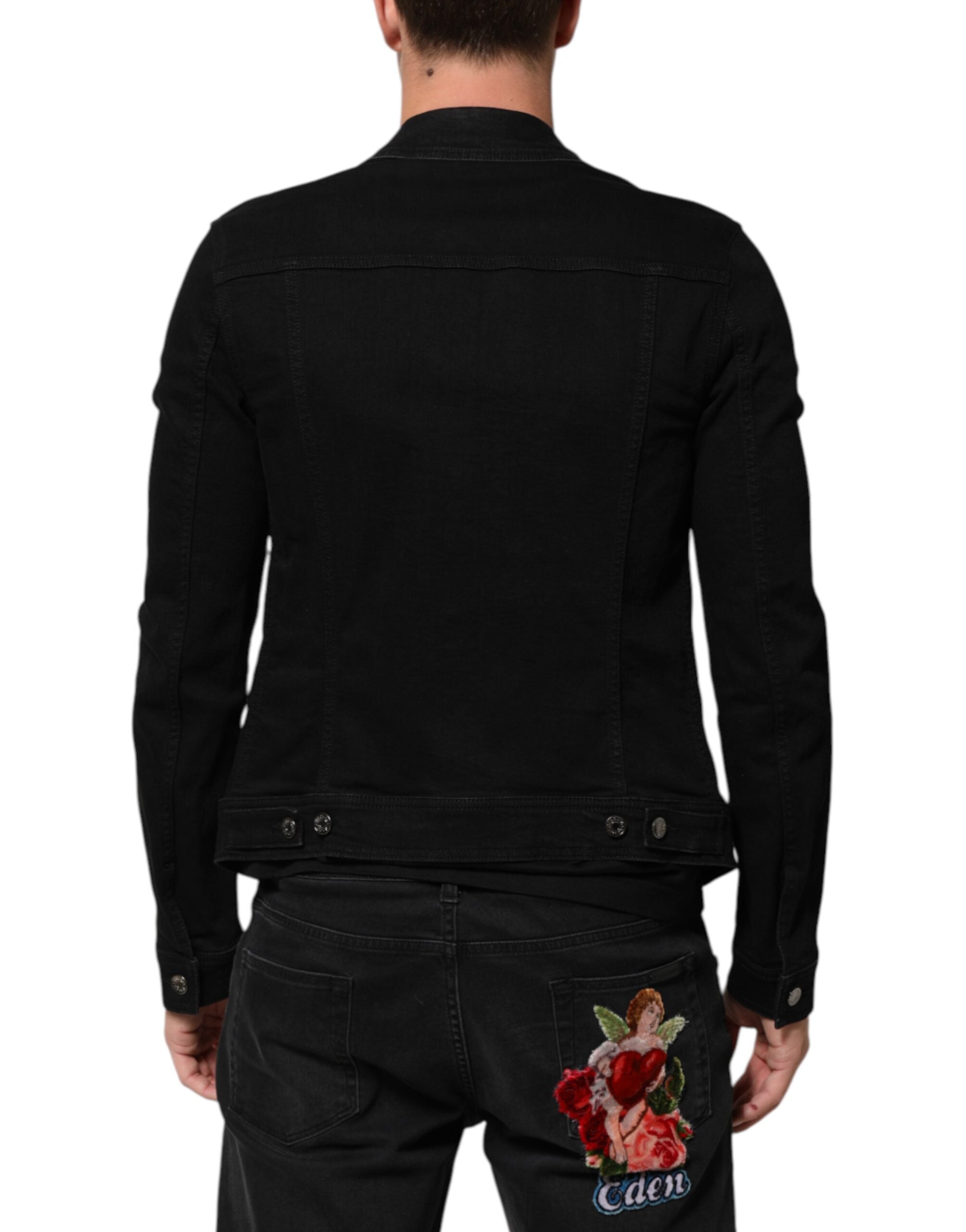 Dolce & Gabbana Dolce & Gabbana Black Cotton Denim Stretch Button Up Men's Jacket
