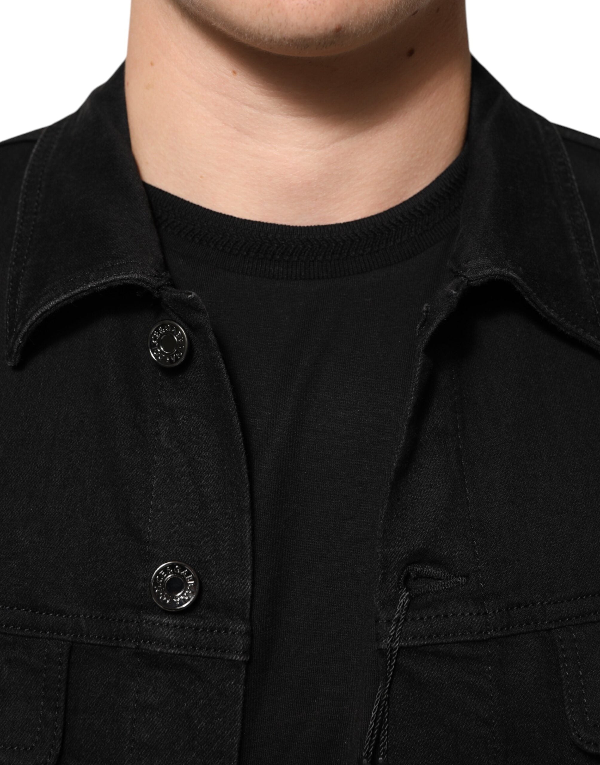 Dolce & Gabbana Dolce & Gabbana Black Cotton Denim Stretch Button Up Men's Jacket