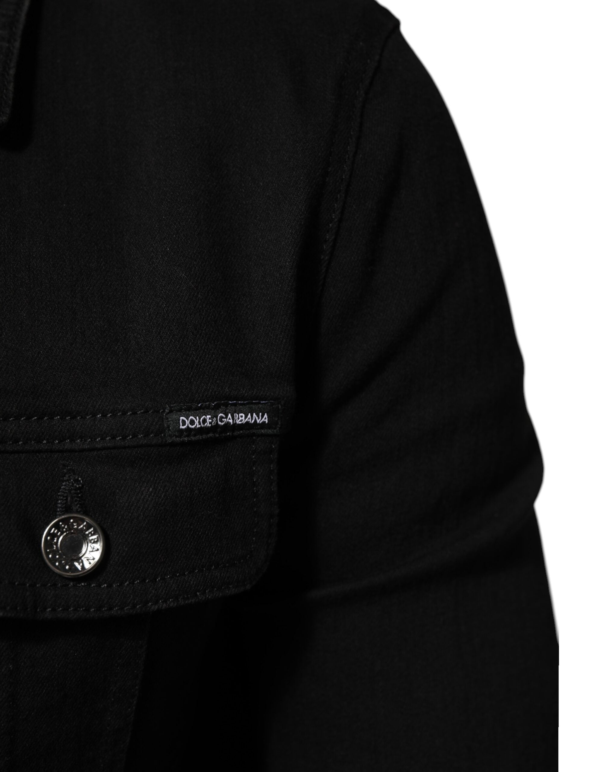 Dolce & Gabbana Dolce & Gabbana Black Cotton Denim Stretch Button Up Men's Jacket
