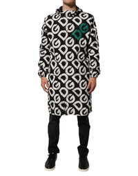 Dolce & Gabbana Black White Logo Print Hooded Coat Men Men's Jacket