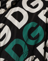 Dolce & Gabbana Black White Logo Print Hooded Coat Men Men's Jacket