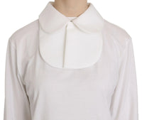 Dolce & Gabbana White Cotton Longsleeve Collared Women's Blouse