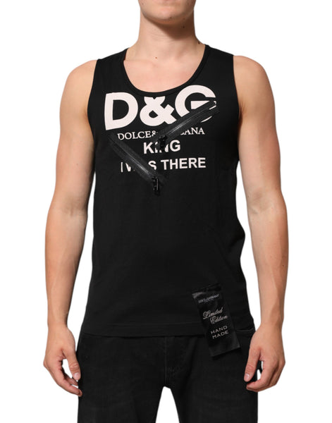 Dolce & Gabbana Black Cotton Sleeveless Tank Top DG Logo Men Men's