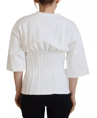 Dolce & Gabbana White Cotton Corset Stretch Top Women's T-shirt