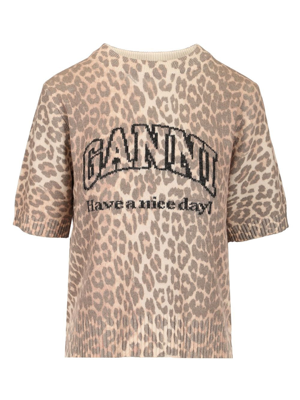 Ganni Women Leopard Print T-Shirt
