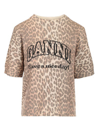 Ganni Women Leopard Print T-Shirt
