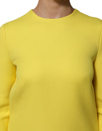 Dolce & Gabbana Yellow Viscose Acetate Mini Long Sleeve Women's Dress