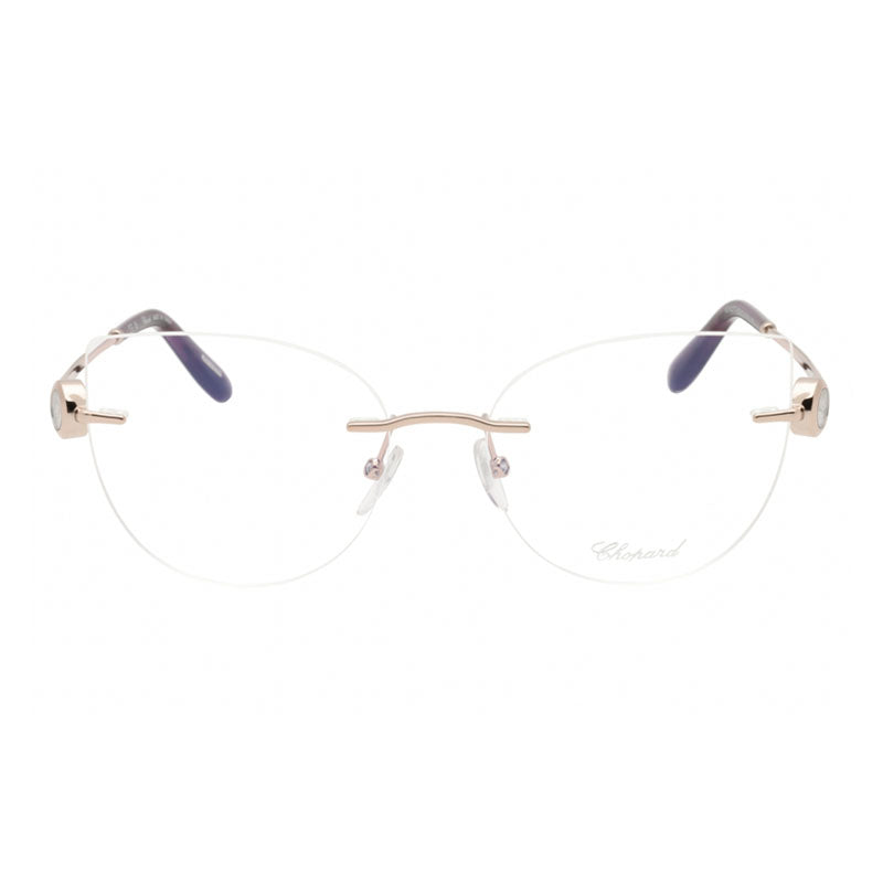 Chopard Eyeglasses Cat Eye Rimless, Shiny Red Gold Frame and Clear Demo Lenses Lens VCHL27S0A39