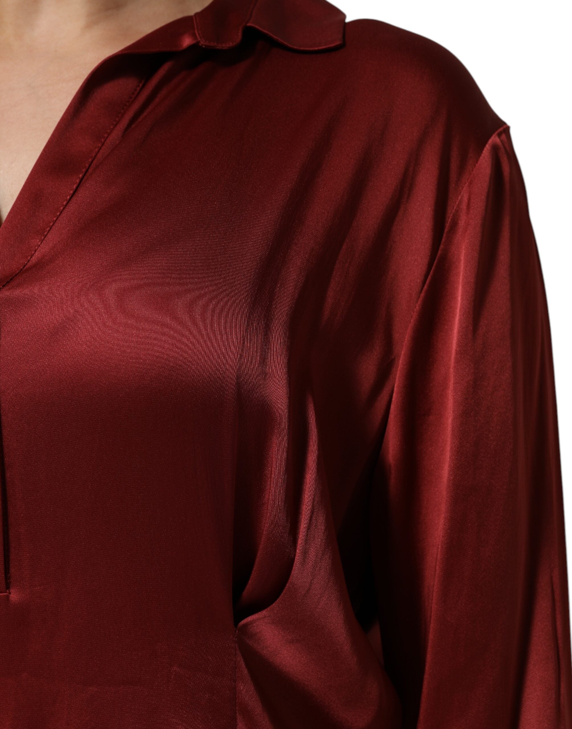 Fabiana Filippi Burgundy Acetate Viscose Satin Long Women's Dress