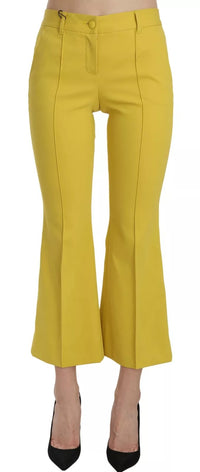 Dolce & Gabbana Yellow Flared Bootcut Capri Cotton Women's Pants