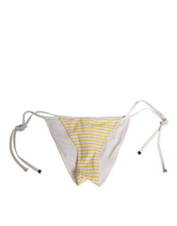 Dolce & Gabbana Dolce & Gabbana White Yellow Stripe Tie Side Logo Women's Underwear
