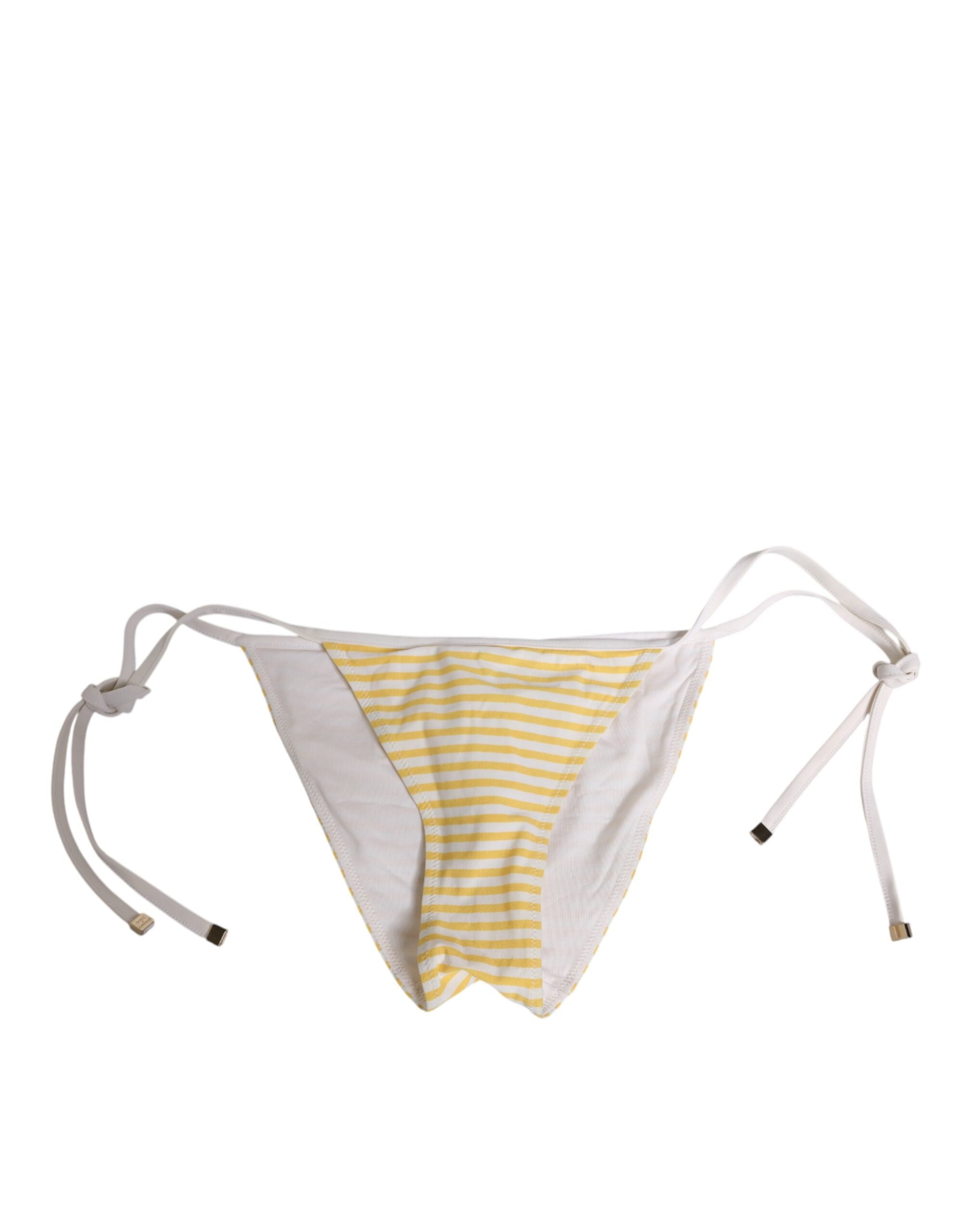 Dolce & Gabbana Dolce & Gabbana White Yellow Stripe Tie Side Logo Women's Underwear