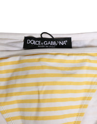 Dolce & Gabbana Dolce & Gabbana White Yellow Stripe Tie Side Logo Women's Underwear