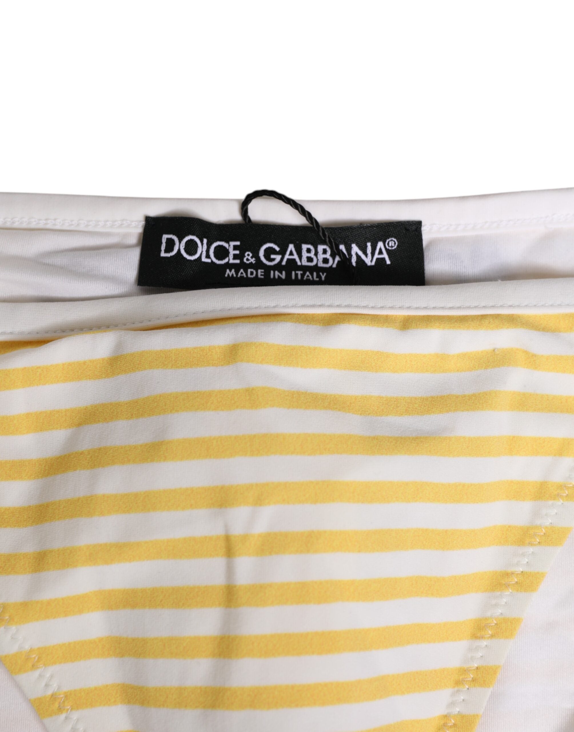 Dolce & Gabbana Dolce & Gabbana White Yellow Stripe Tie Side Logo Women's Underwear