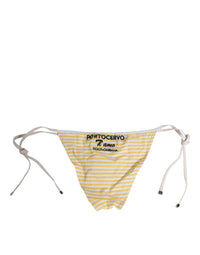 Dolce & Gabbana Dolce & Gabbana White Yellow Stripe Tie Side Logo Women's Underwear
