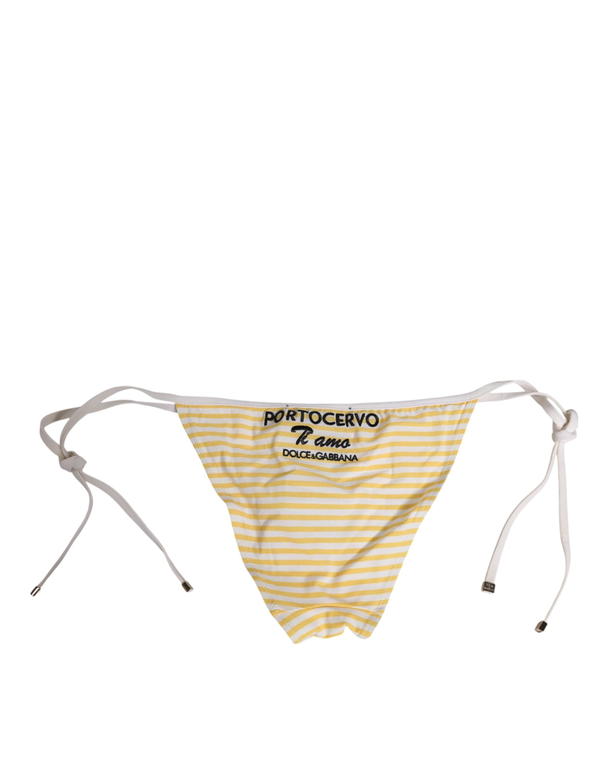 Dolce & Gabbana Dolce & Gabbana White Yellow Stripe Tie Side Logo Women's Underwear