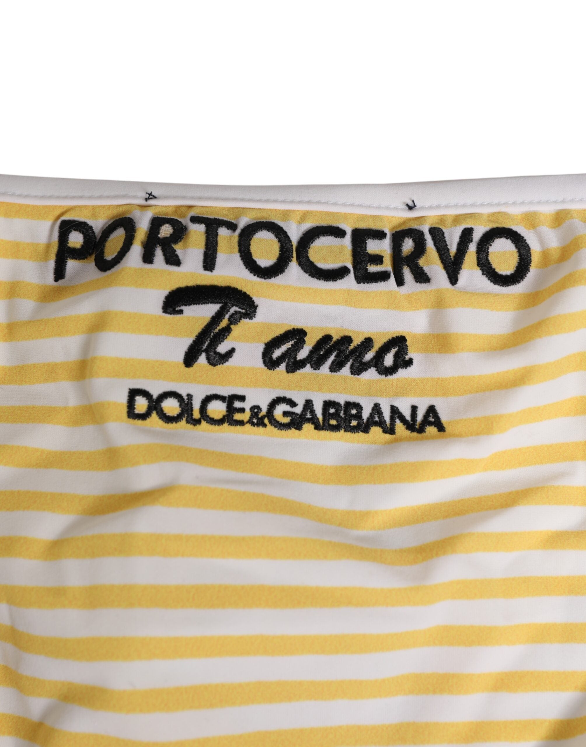 Dolce & Gabbana Dolce & Gabbana White Yellow Stripe Tie Side Logo Women's Underwear